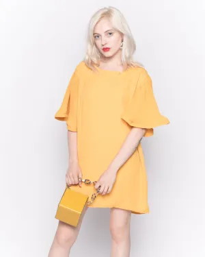 Top with Oversized Ruffle Sleeves in Mustard Yellow