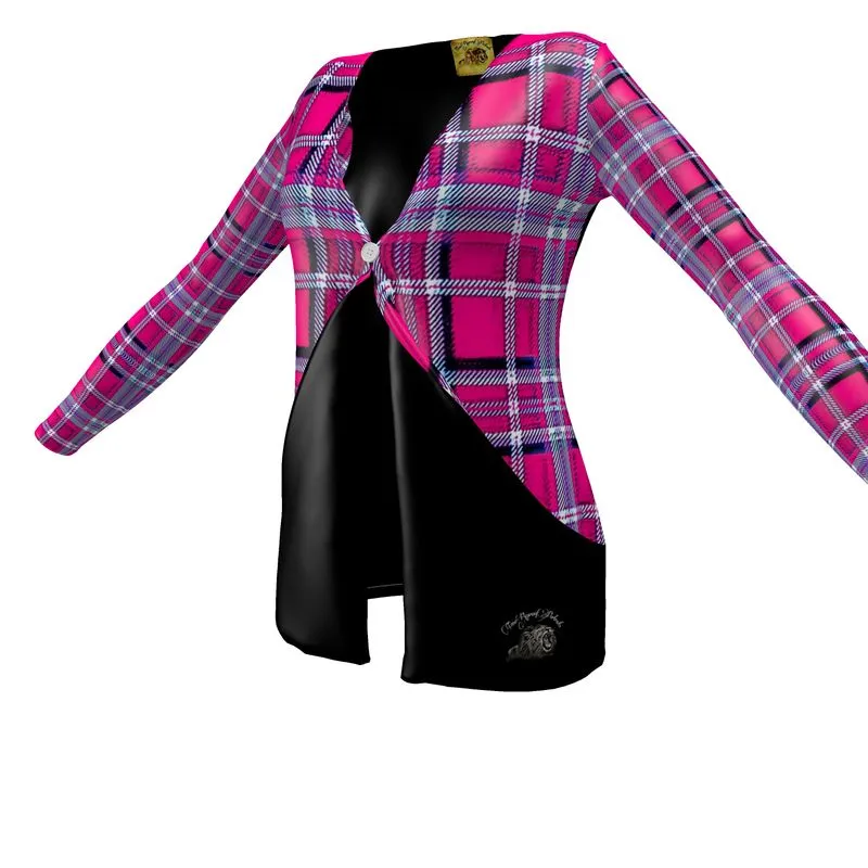 TRP Twisted Patterns 06: Digital Plaid 01-04A Ladies Designer Drop Pocket Cardigan