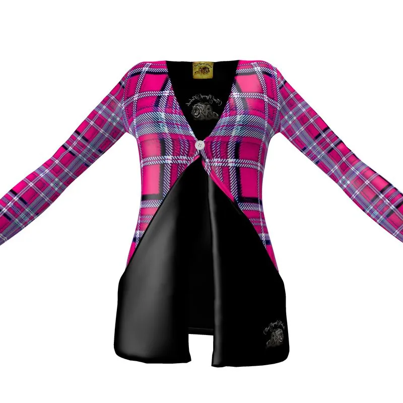 TRP Twisted Patterns 06: Digital Plaid 01-04A Ladies Designer Drop Pocket Cardigan