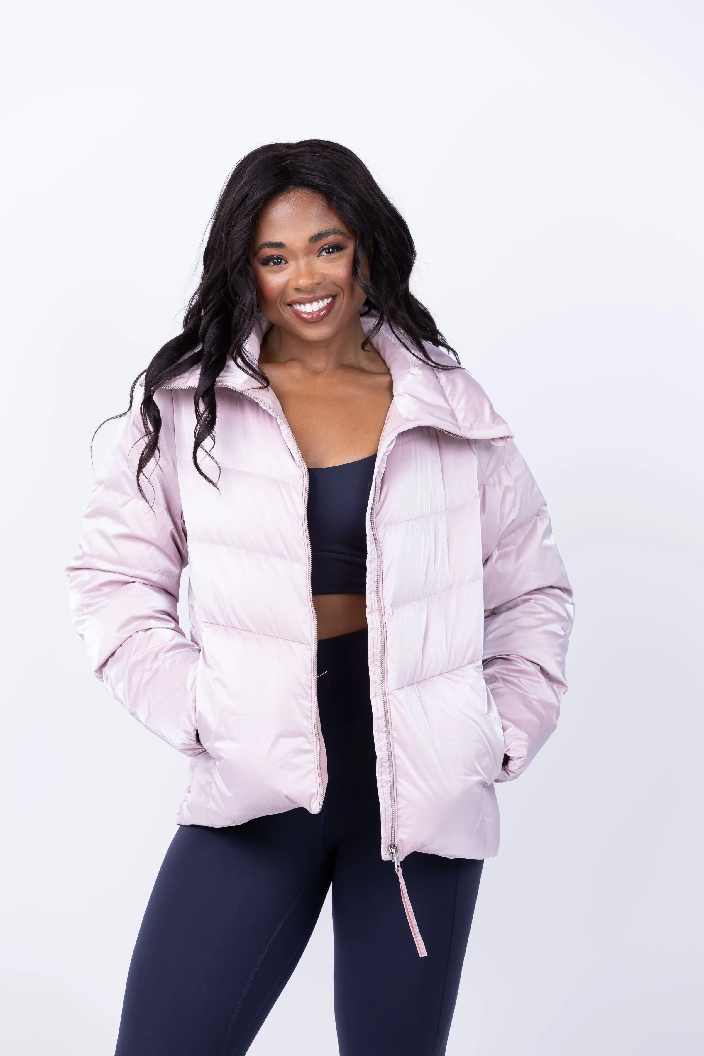 Varley Alena Down Jacket in Ash Rose Shimmer