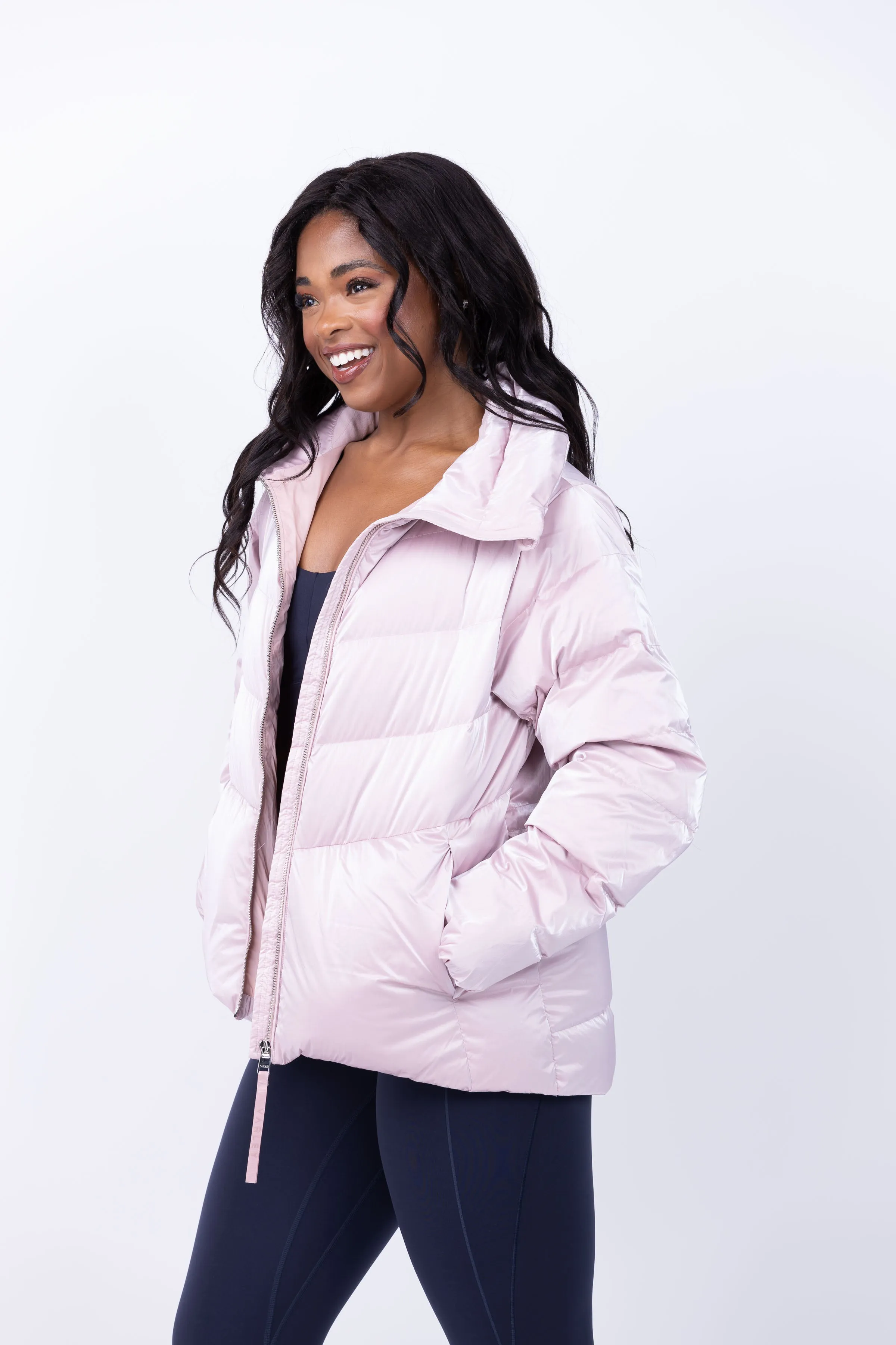 Varley Alena Down Jacket in Ash Rose Shimmer