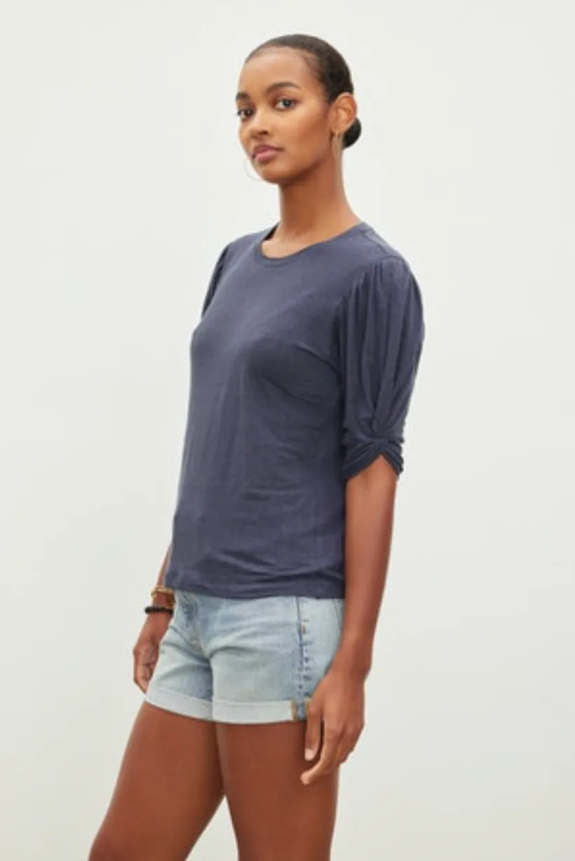 Velvet by Graham & Spencer Dee 06 Linen Knit Top | Navy