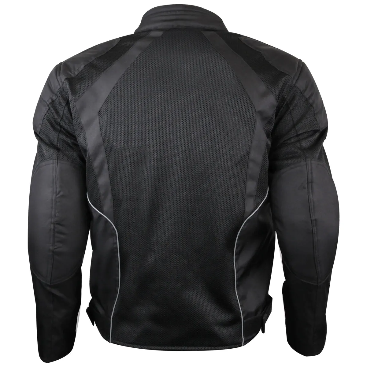 VL1623B Mens Black Mesh Motorcycle Jacket with CE Armor