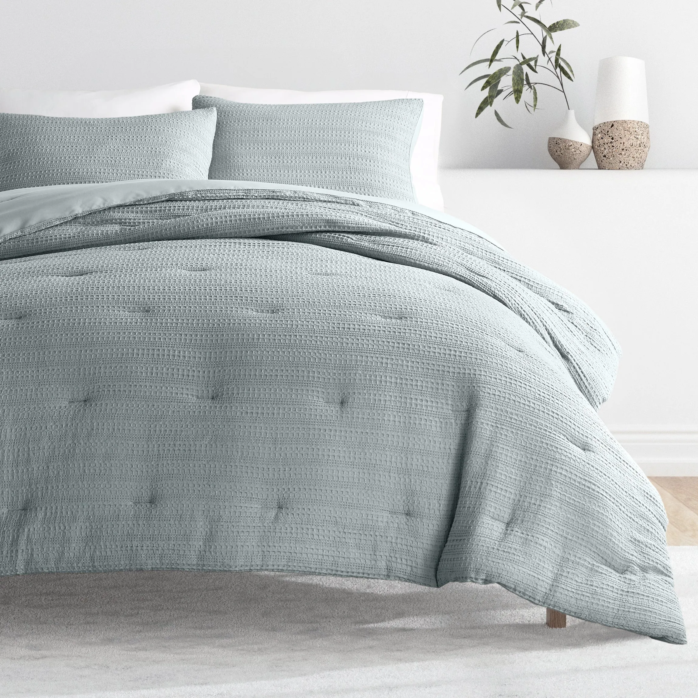 Waffle Textured Down-Alternative Comforter Set