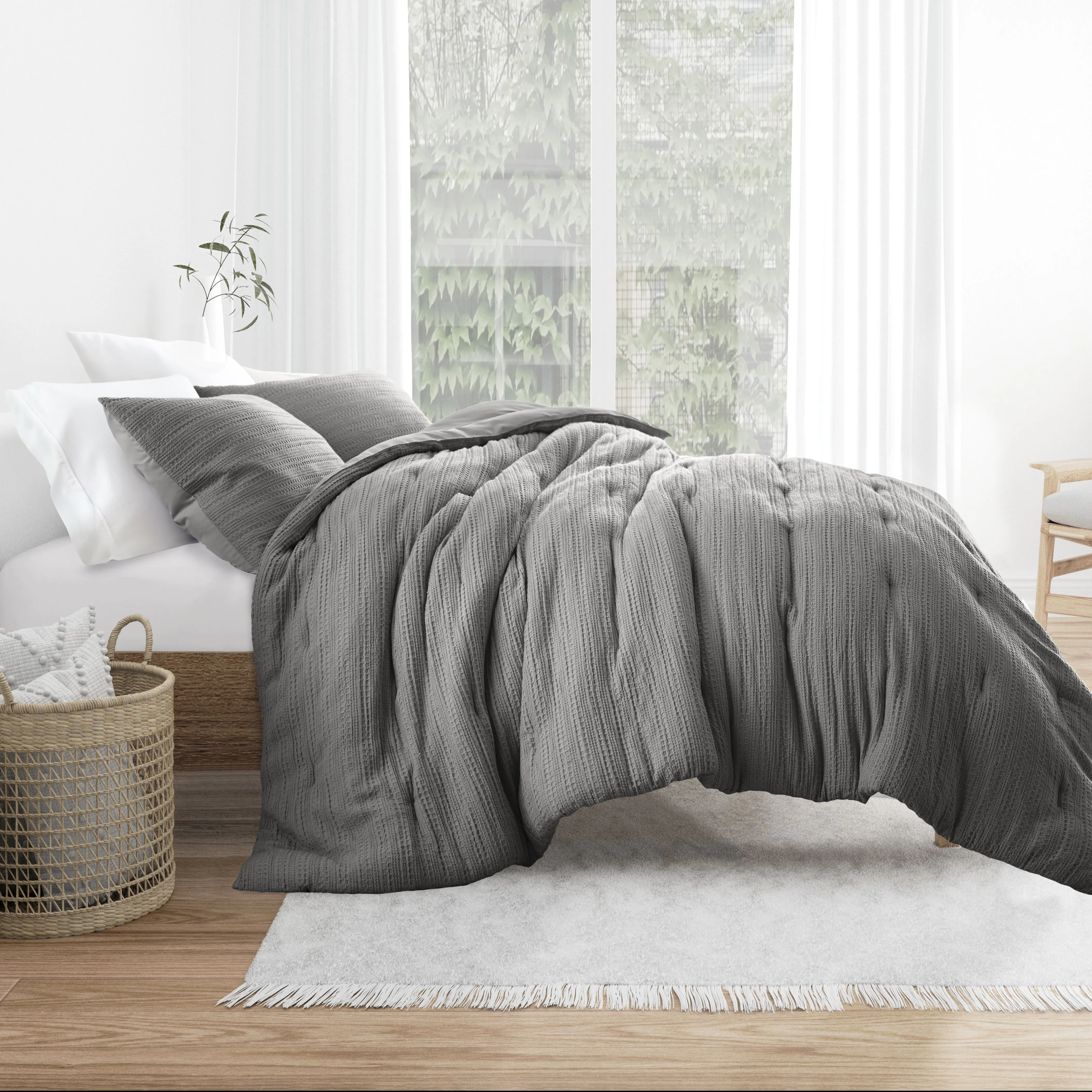 Waffle Textured Down-Alternative Comforter Set