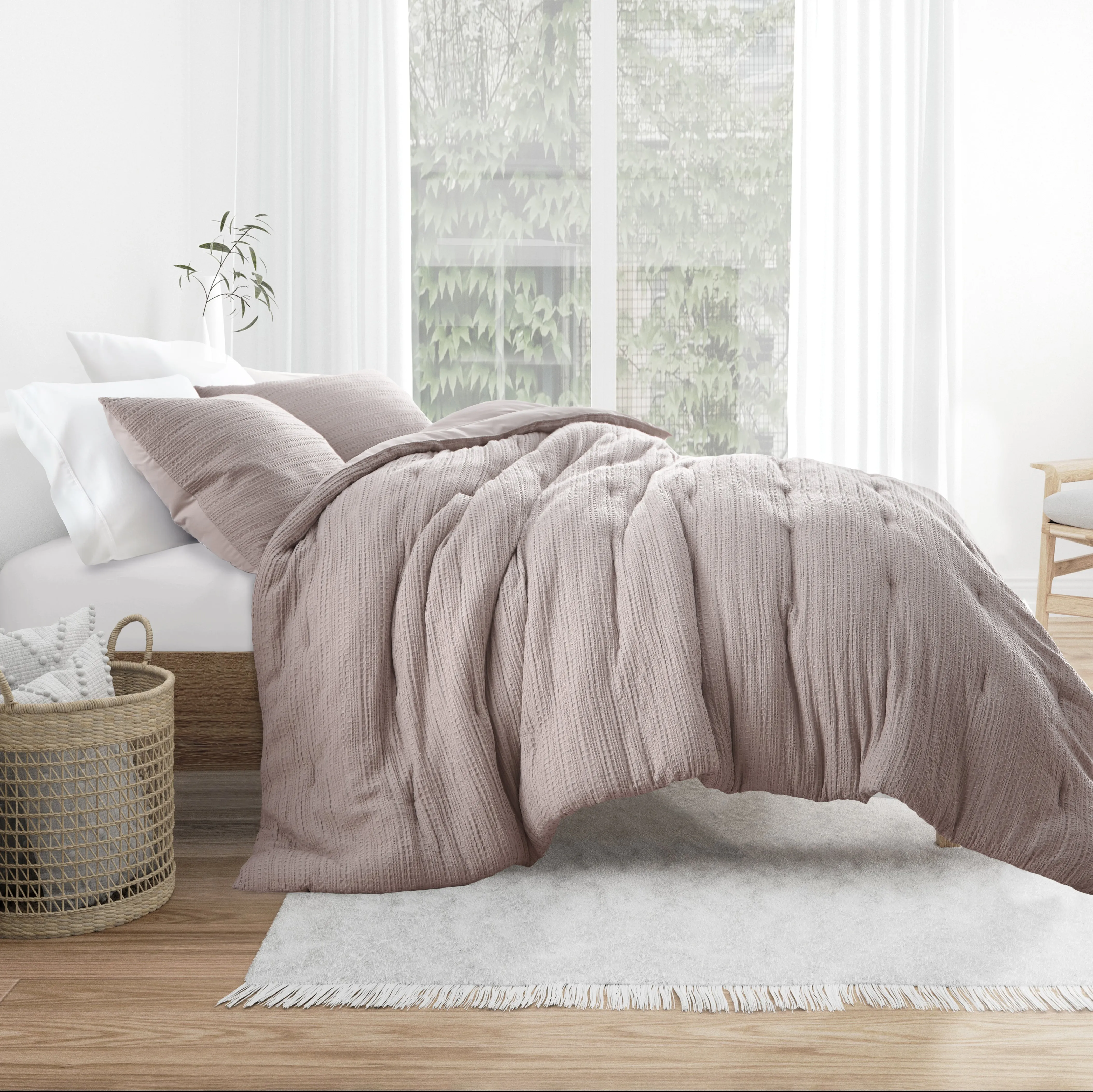 Waffle Textured Down-Alternative Comforter Set