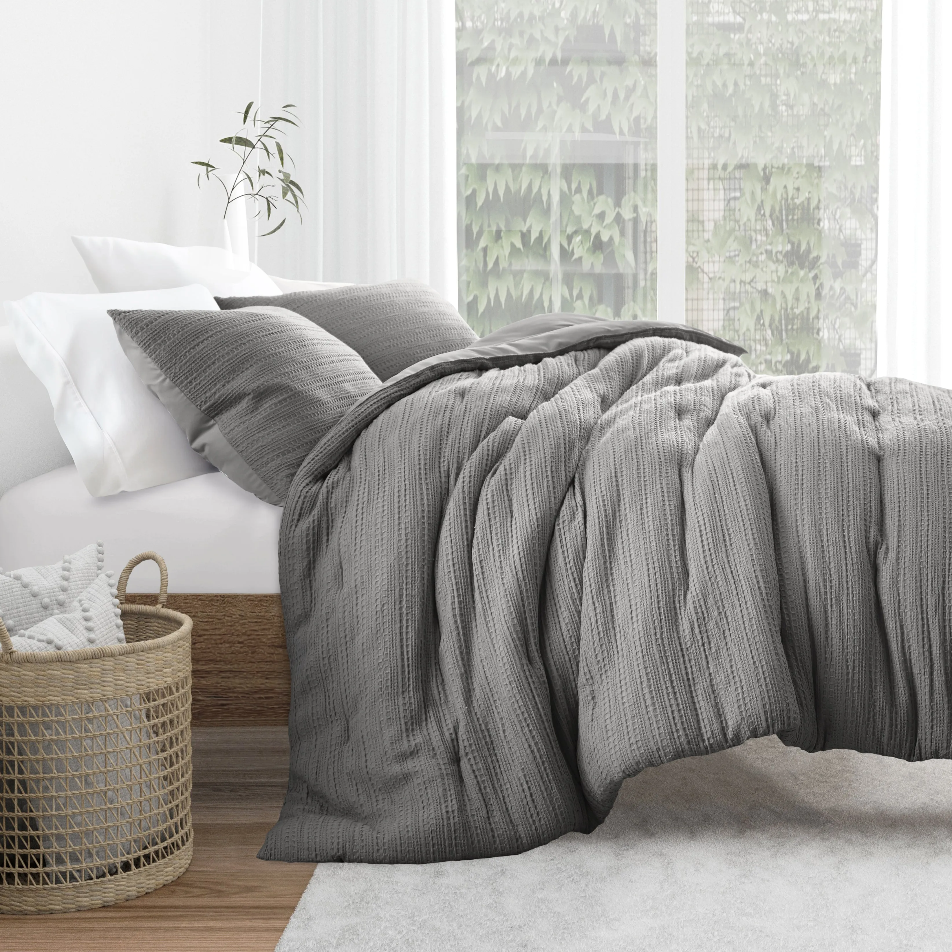 Waffle Textured Down-Alternative Comforter Set