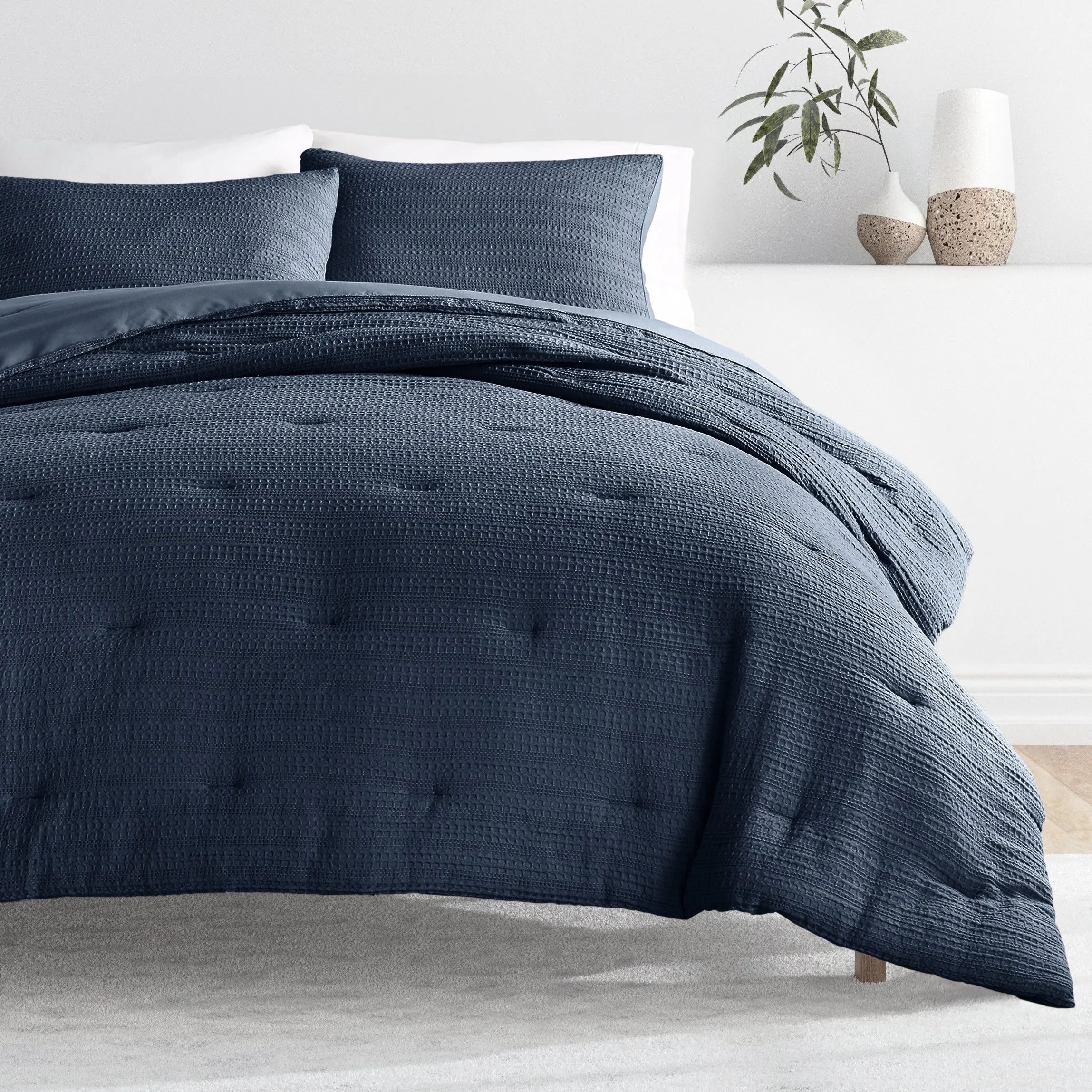 Waffle Textured Down-Alternative Comforter Set