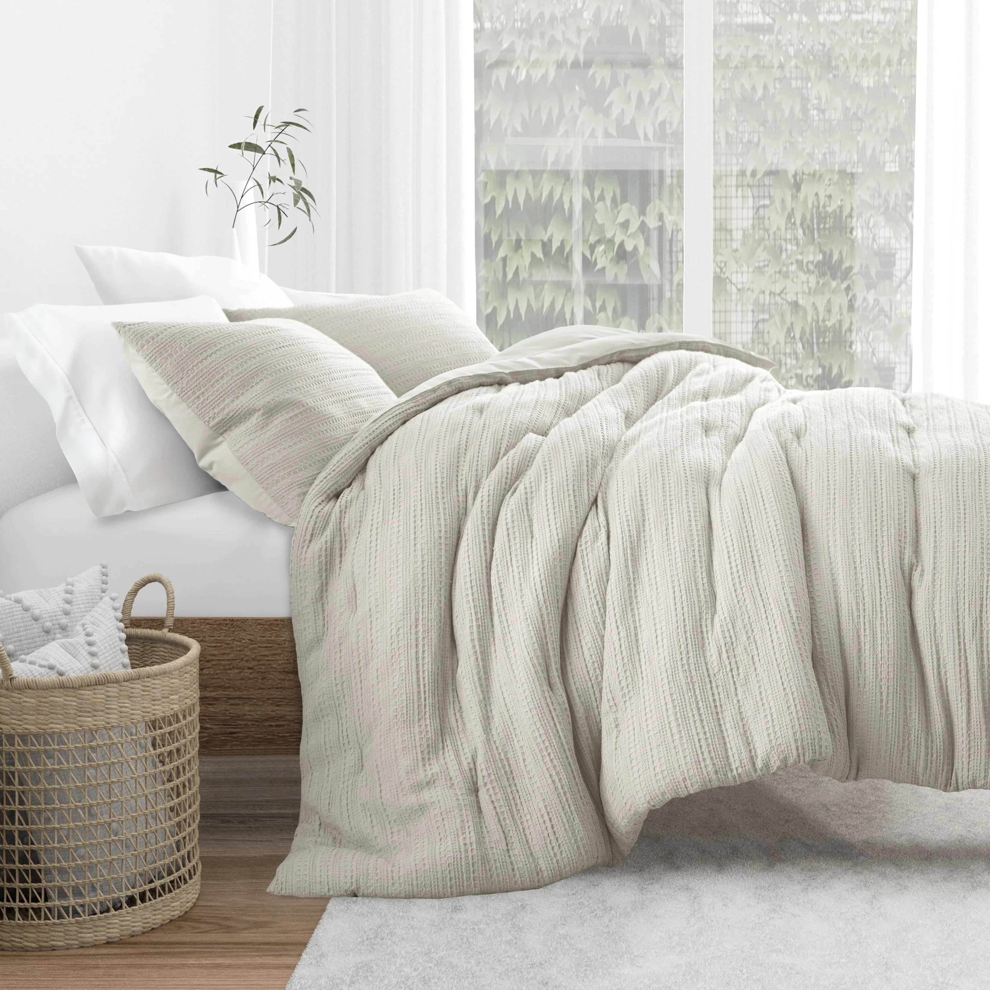 Waffle Textured Down-Alternative Comforter Set