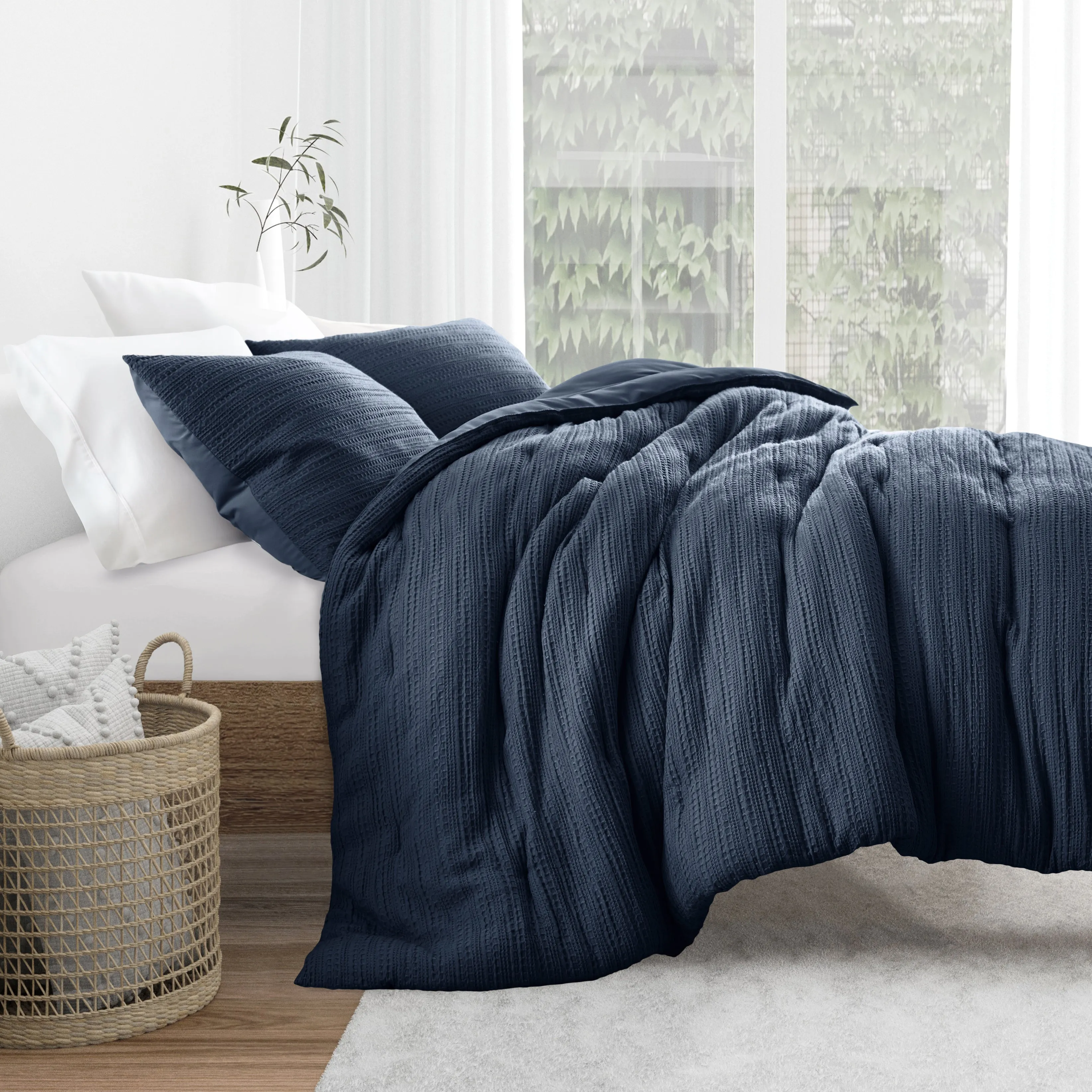 Waffle Textured Down-Alternative Comforter Set