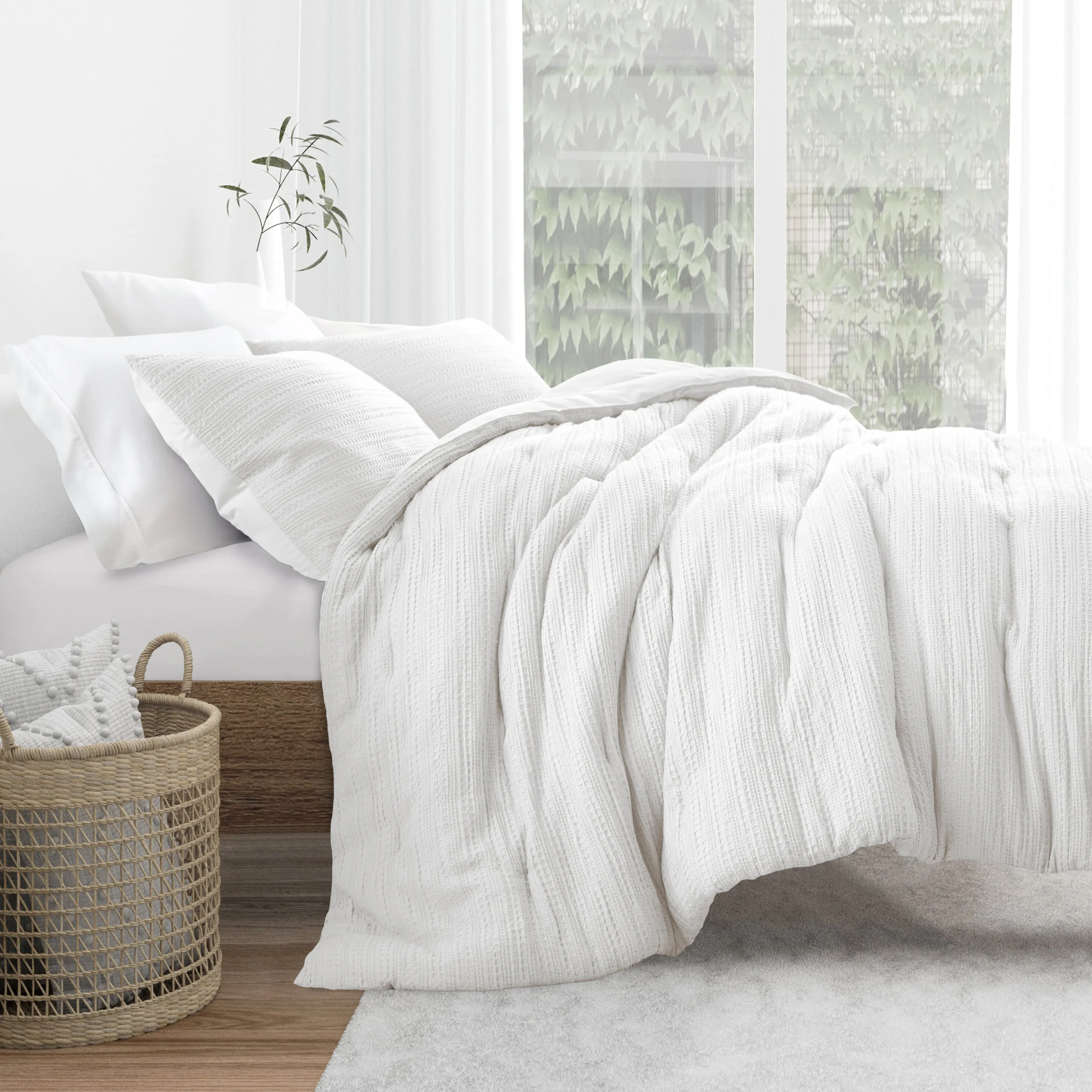 Waffle Textured Down-Alternative Comforter Set