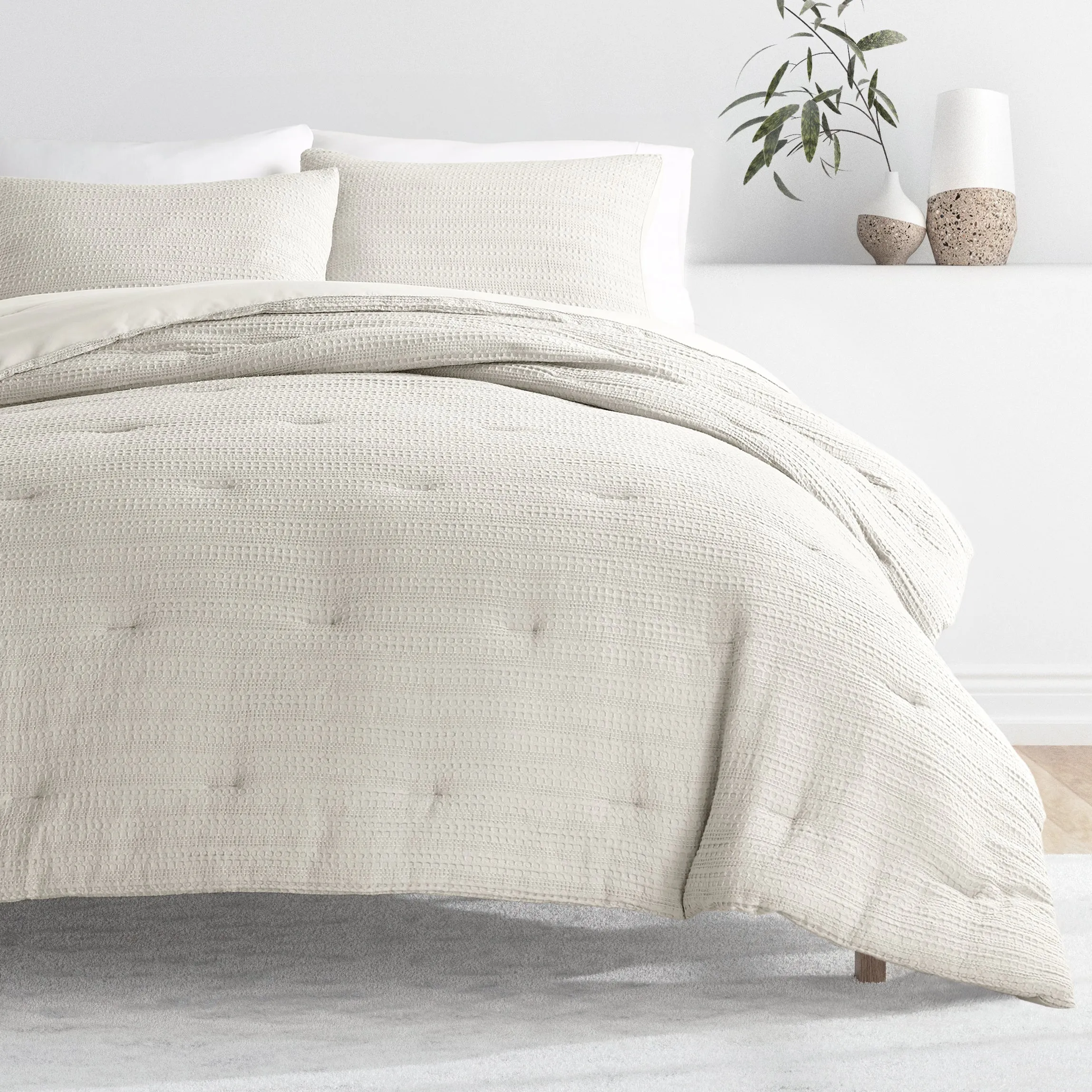 Waffle Textured Down-Alternative Comforter Set