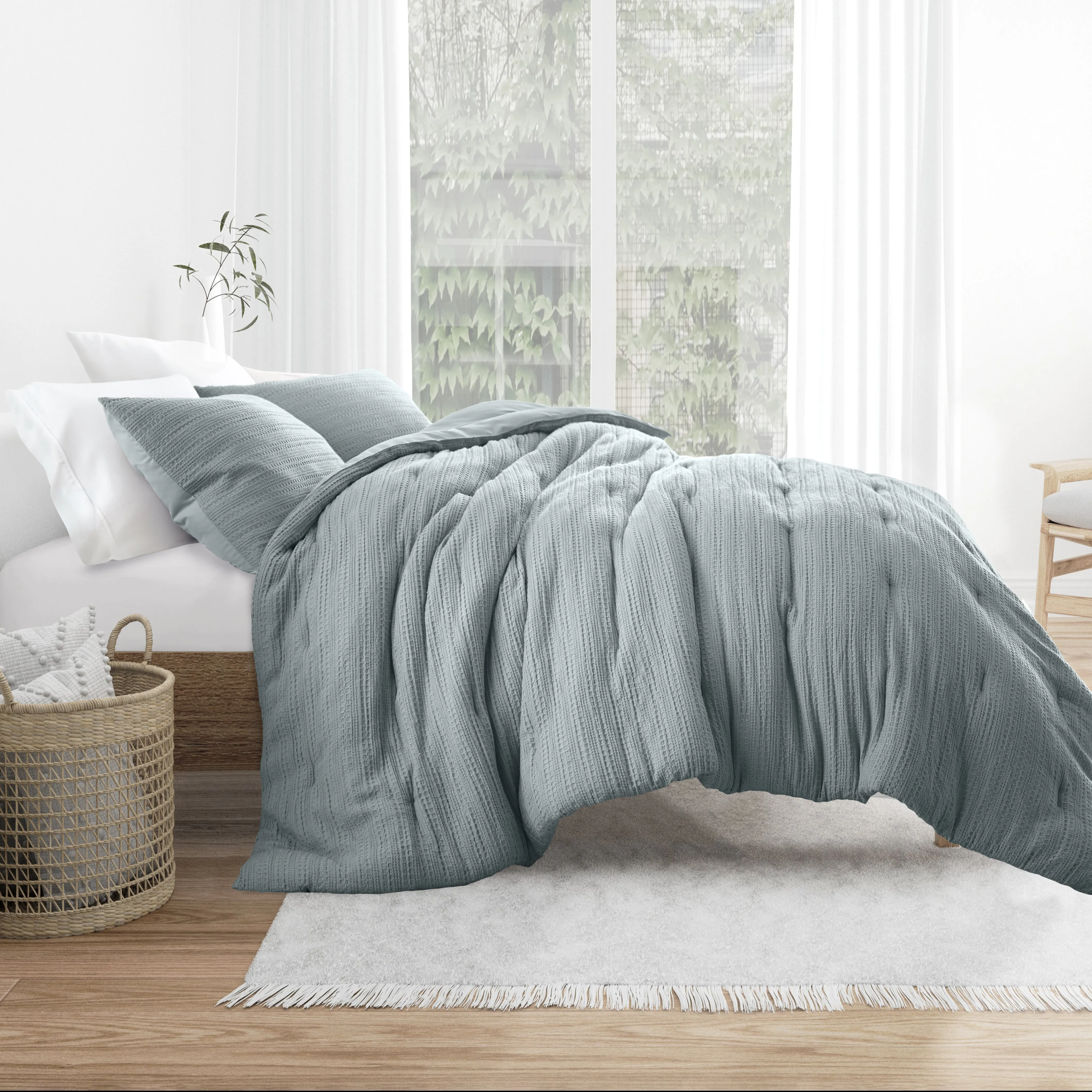 Waffle Textured Down-Alternative Comforter Set