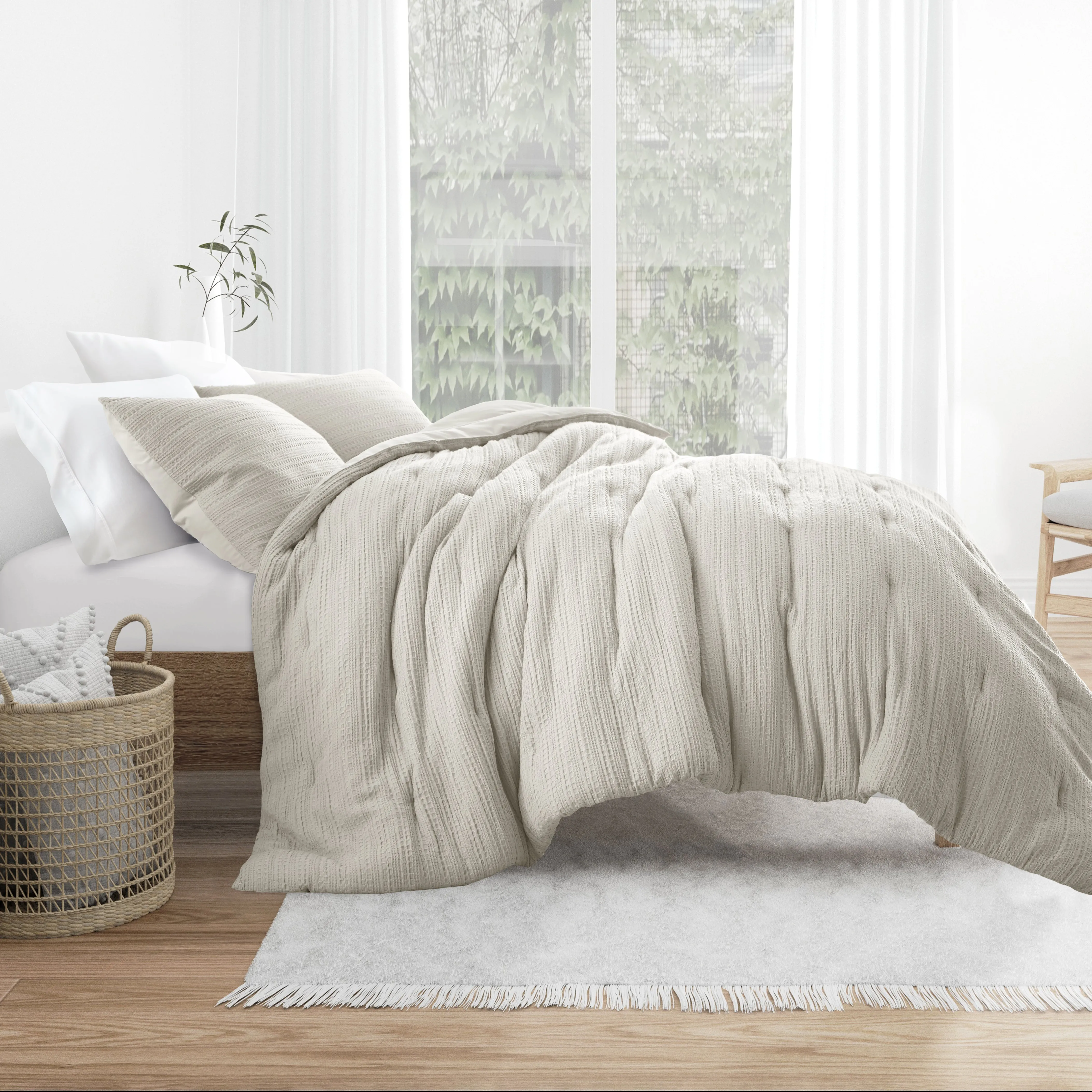 Waffle Textured Down-Alternative Comforter Set