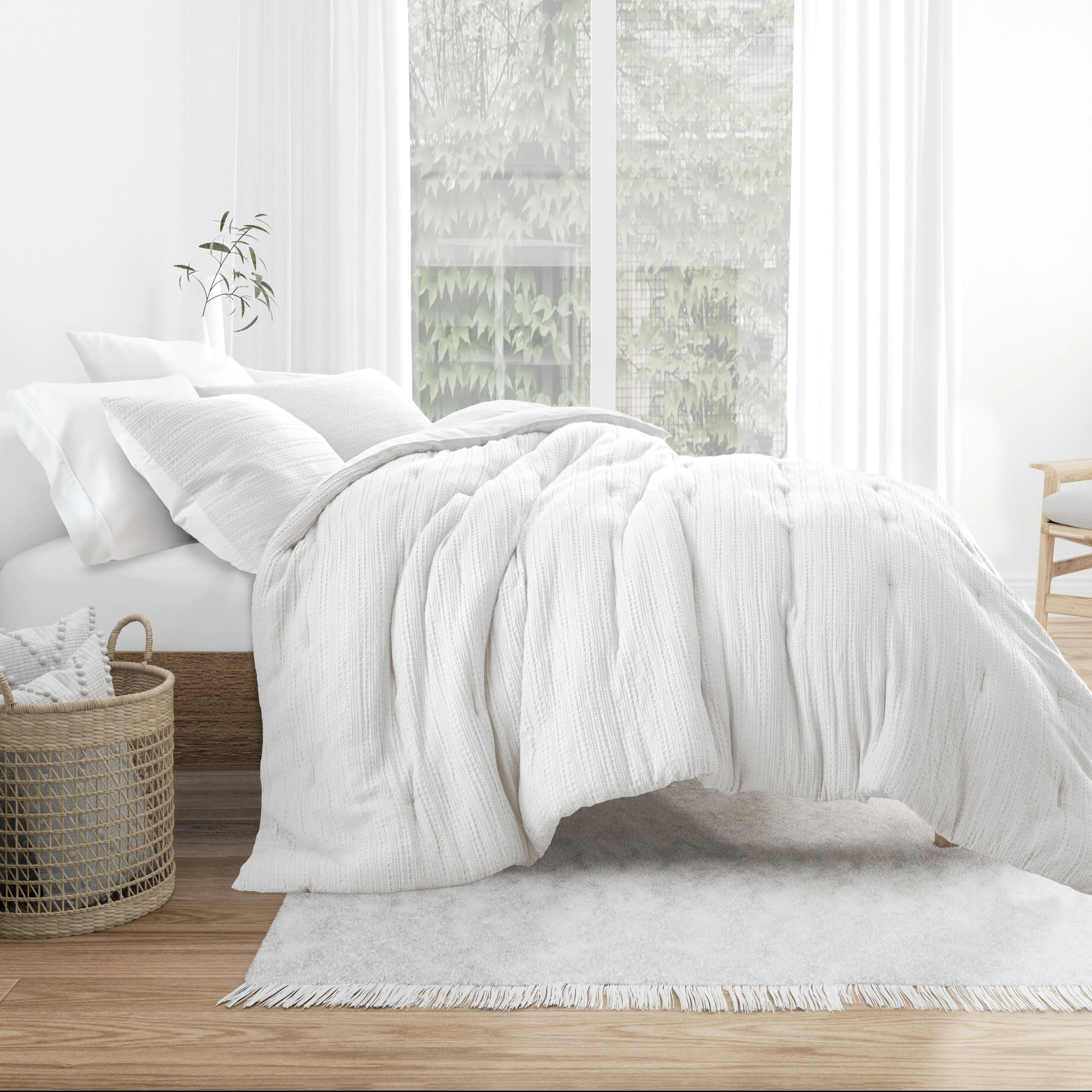 Waffle Textured Down-Alternative Comforter Set