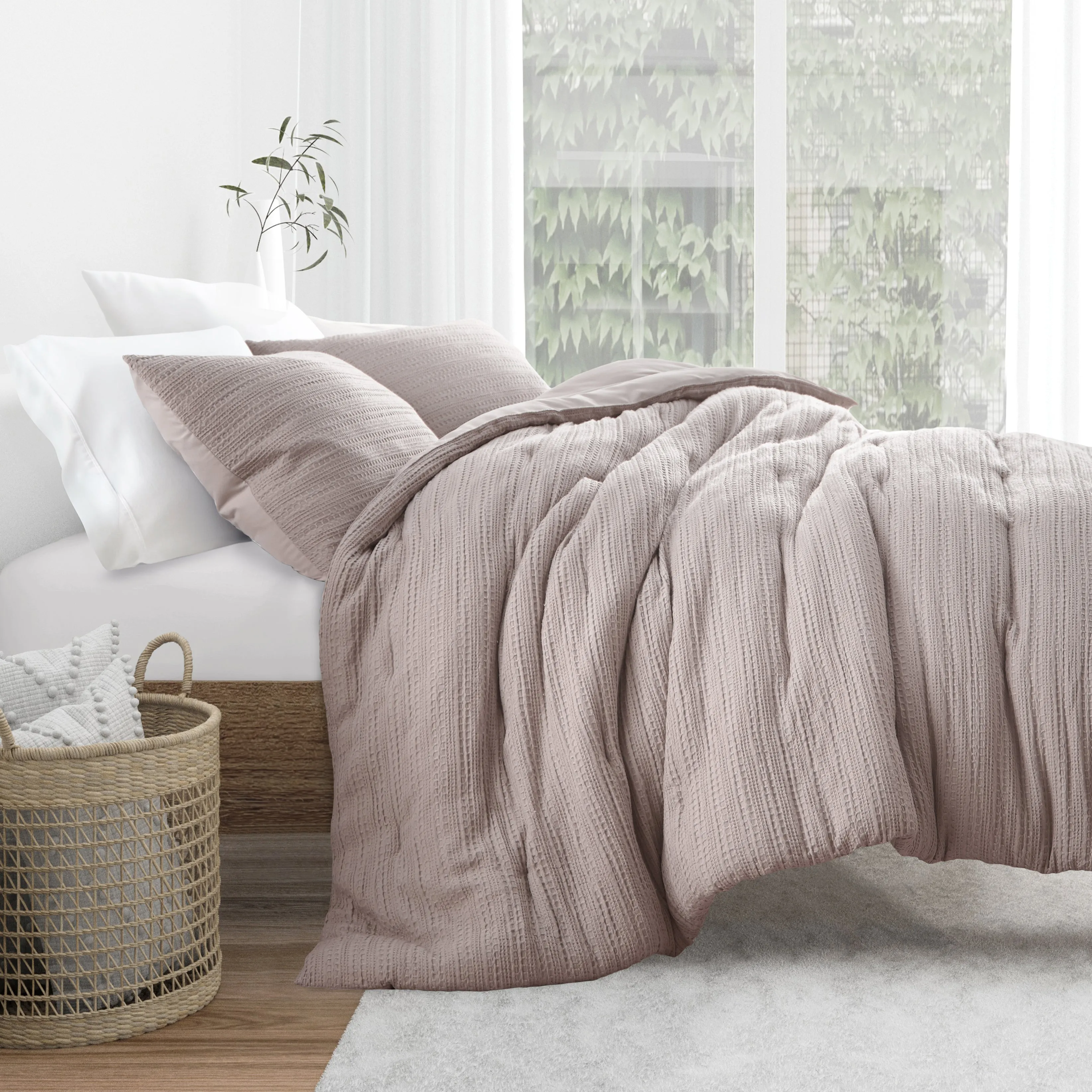 Waffle Textured Down-Alternative Comforter Set