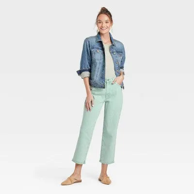 Women's High-Rise Straight Fit Cropped Jeans - Universal Thread Mint