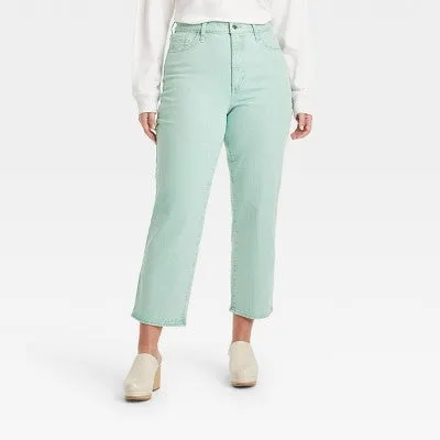 Women's High-Rise Straight Fit Cropped Jeans - Universal Thread Mint