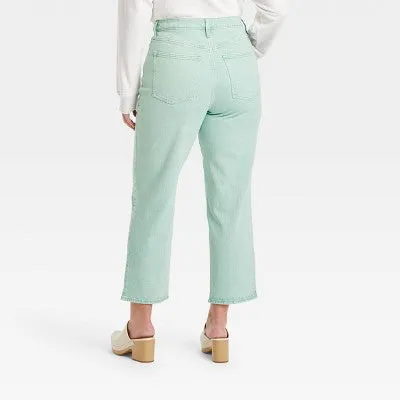 Women's High-Rise Straight Fit Cropped Jeans - Universal Thread Mint