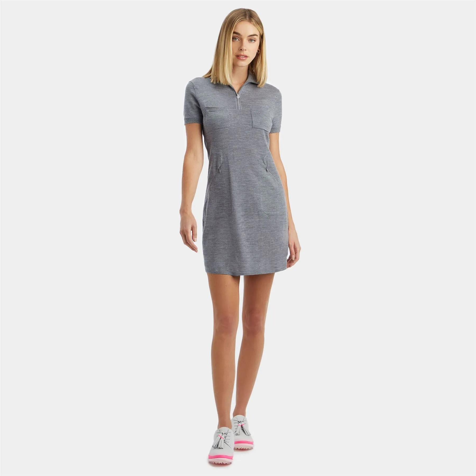 Womens Merino Wool Pocket Sweater Dress Heather Grey - SS24