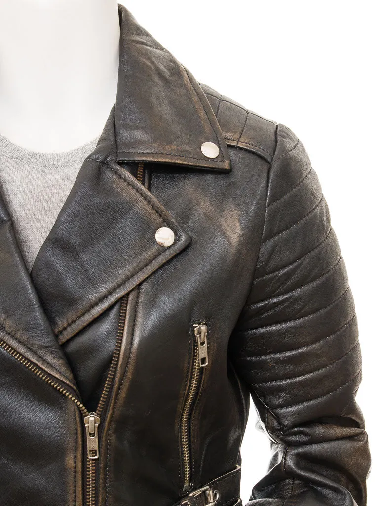 Women's Vintage Leather Biker Jacket